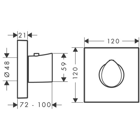 Hansgrohe Thermostat Unterputz Axor Starck Organic High Flow Fertigset 12x12 chrom