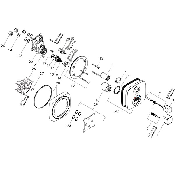 Hansgrohe Thermostat, Unterputz, Ecostat E, Fertigset, 1 Verbraucher, chrom