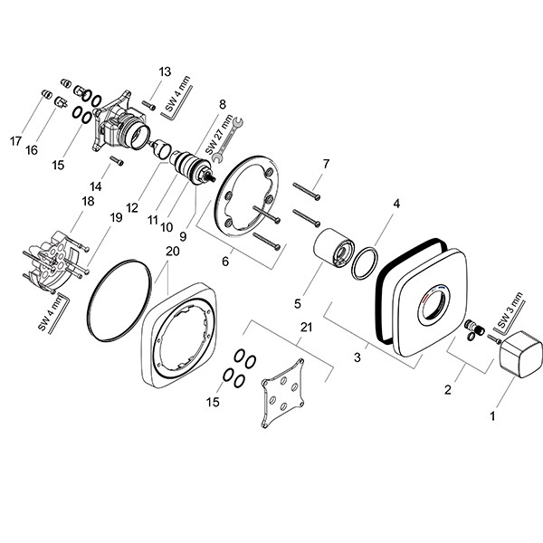 HG Thermostat Unterputz Ecostat E Highflow Fertigset chrom
