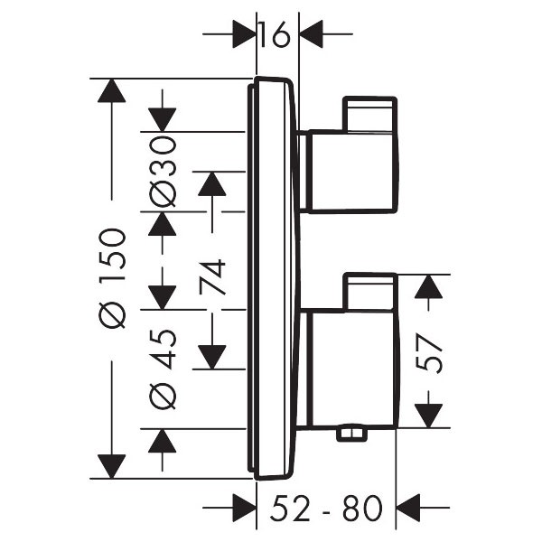 HG Thermostat Unterputz Ecostat S Fertigset 1 Verbraucher chrom