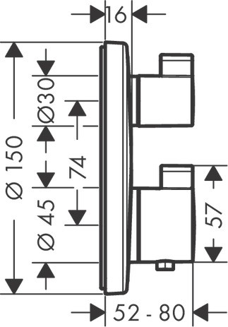 Hansgrohe Thermostat, Unterputz, Ecostat S, Fertigset, 2 Verbraucher, Bronze gebürstet