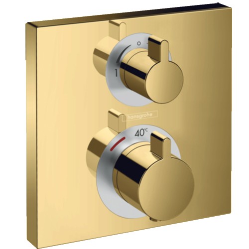 Hansgrohe Thermostat Unterputz Ecostat Square Fertigset 2 Verbraucher Polished Gold Optik