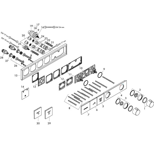 HG Thermostat Unterputz RainSelect Fertigset 2 Verbraucher mattweiss