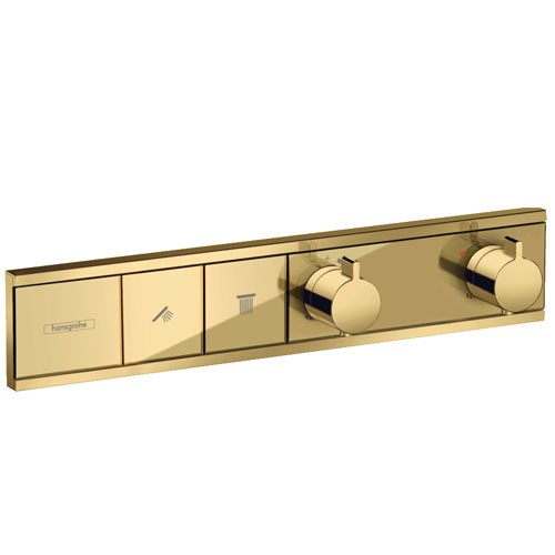 Hansgrohe Thermostat Unterputz RainSelect Fertigset 2 Verbraucher Polished Gold Optik