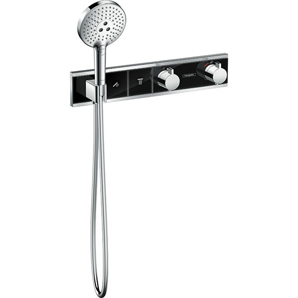Hansgrohe Thermostat Unterputz RainSelect, Fertigset, 2 Verbraucher, schwarz/chrom