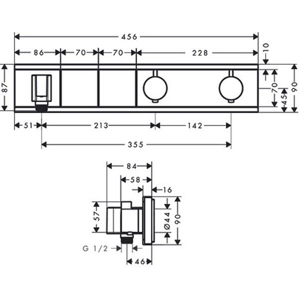 Hansgrohe Thermostat Unterputz RainSelect, Fertigset, 2 Verbraucher, schwarz/chrom