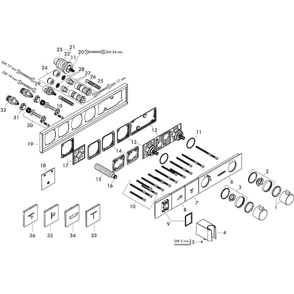 Hansgrohe Thermostat Unterputz RainSelect, Fertigset, 2 Verbraucher, schwarz/chrom