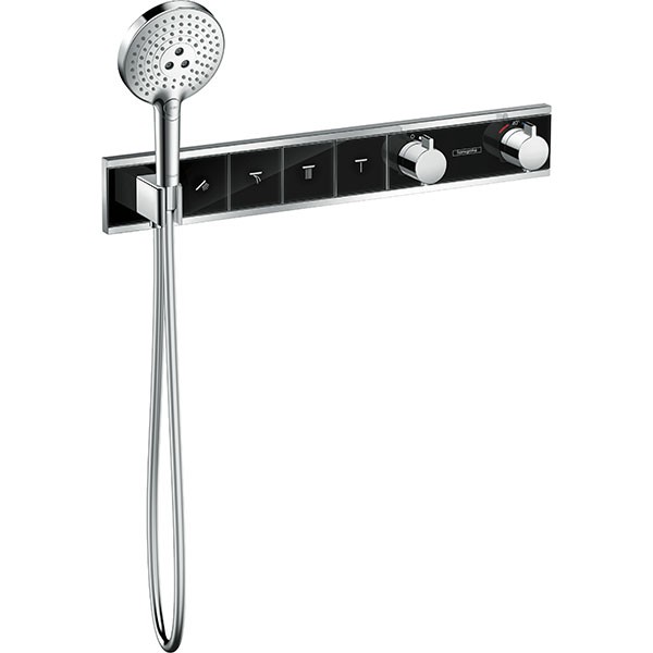 Hansgrohe Thermostat Unterputz RainSelect, Fertigset, 4 Verbraucher, schwarz/chrom