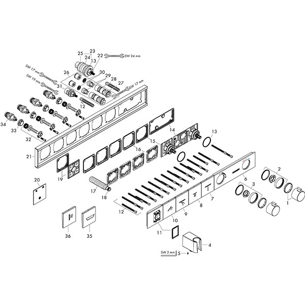 Hansgrohe Thermostat Unterputz RainSelect, Fertigset, 4 Verbraucher, weiss/chrom