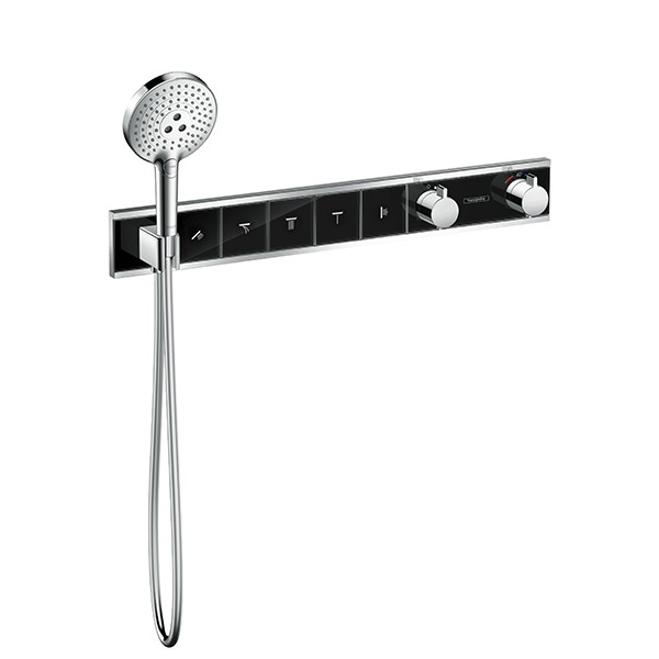 Hansgrohe Thermostat Unterputz RainSelect, Fertigset, 5 Verbraucher, schwarz/chrom