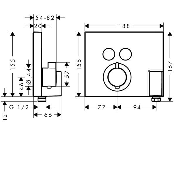 HG Thermostat Unterputz ShowerSelect FS 2 Verbraucher chrom m.Fixfit u.Porter