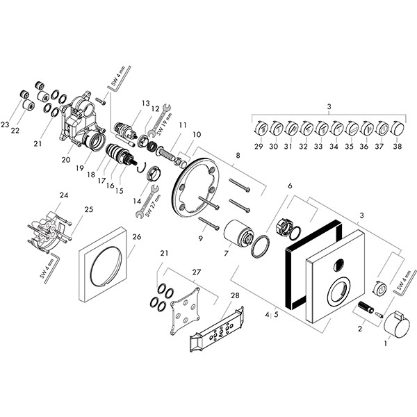 HG Thermostat Unterputz ShowerSelect Fertigset 1 Verbraucher chrom
