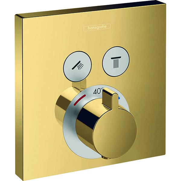 Hansgrohe Thermostat, Unterputz, ShowerSelect, Fertigset, 2 Verbraucher, Polished Gold Optic