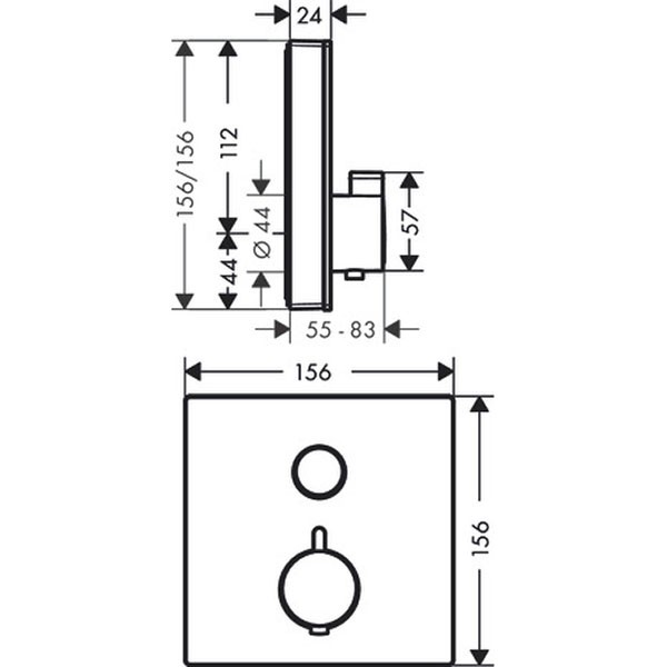 HG Thermostat Unterputz ShowerSelect Glas 1 Verbraucher weiss/chrom