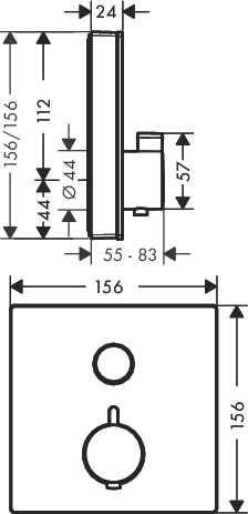 HG Thermostat Unterputz ShowerSelect Glas 1 Verbraucher weiss/chrom