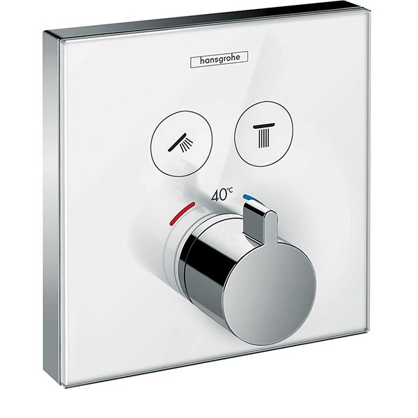HG Thermostat Unterputz ShowerSelect Glas 2 Verbraucher weiss/chrom
