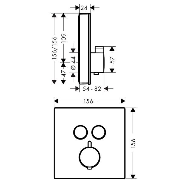 HG Thermostat Unterputz ShowerSelect Glas 2 Verbraucher weiss/chrom