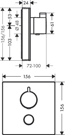 HG Thermostat UP ShowerSelect Glas FS Highflow 1 Verbr./1 Ausg.weiss/chrom