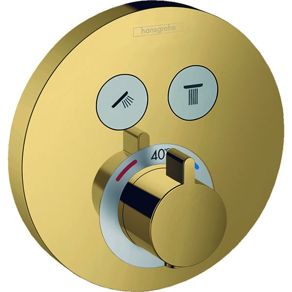 Hansgrohe Thermostat, Unterputz, ShowerSelect S, Fertigset, 2 Verbraucher, Gold Optic 