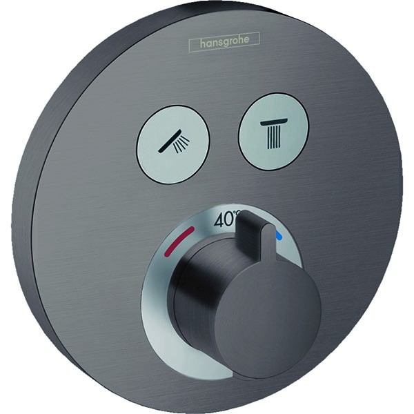 Hansgrohe Thermostat, Unterputz, ShowerSelect S, Fertigset, 2 Verbraucher, Schwarzchrom gebürstet