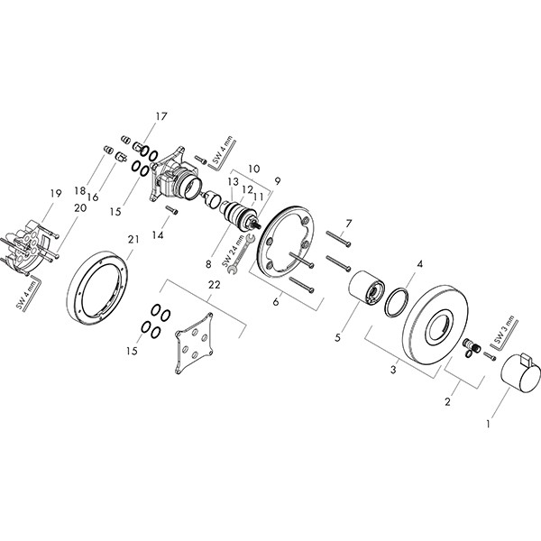 Hansgrohe Thermostat, Unterputz, ShowerSelect S Highflow, Fertigset, chrom