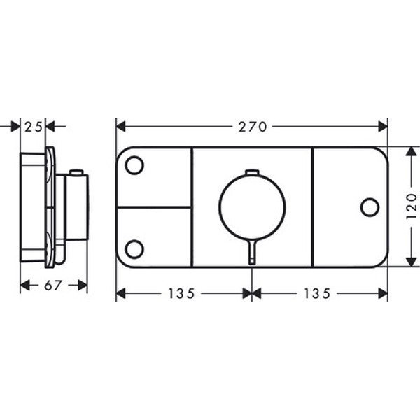 Hansgrohe Thermostat UP Axor ONE Fertigset 3 Verbraucher chrom