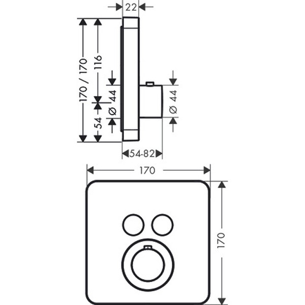Hansgrohe Thermostat UP Axor ShowerSelect Fertigset 2 Verbraucher chrom
