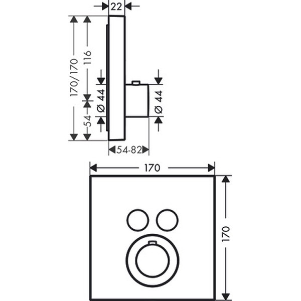 Hansgrohe Thermostat UP Axor ShowerSelect Fertigset 2 Verbraucher quadratisch chr.