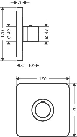 Hansgrohe Thermostat UP Axor ShowerSelect Highflow Fertigset chrom