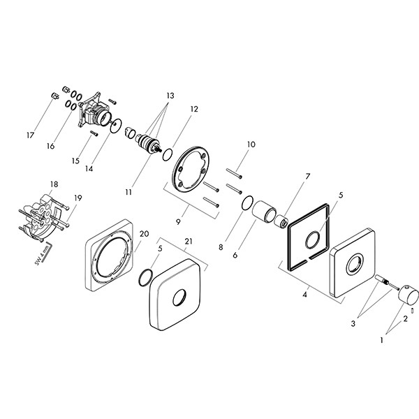 Hansgrohe Thermostat UP Axor ShowerSelect Highflow Fertigset chrom