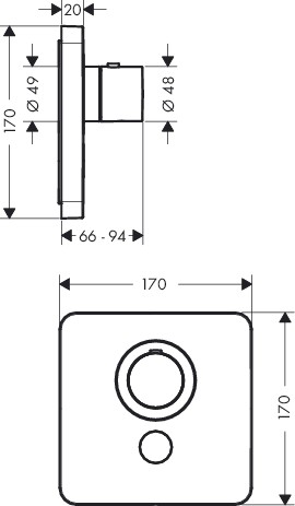Hansgrohe Thermostat UP Axor ShowerSelect Highflow FS 1 Verbraucher chrom