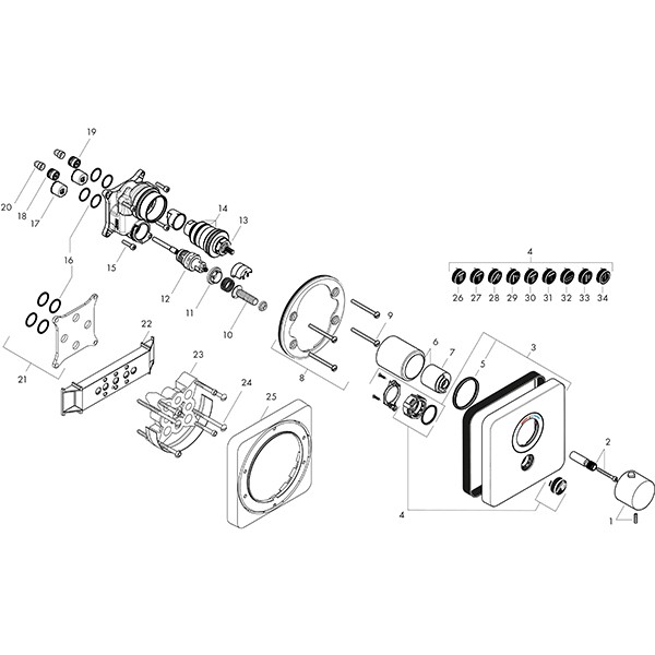 Hansgrohe Thermostat UP Axor ShowerSelect Highflow FS 1 Verbraucher chrom