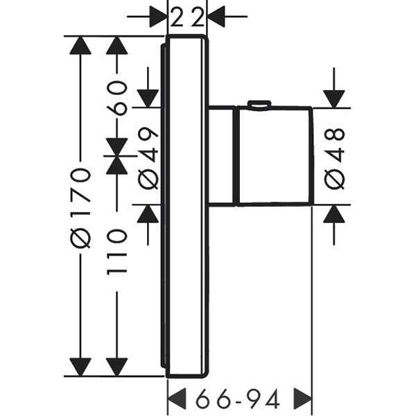 Hansgrohe Thermostat UP Axor ShowerSelect Highflow FS 1 Verbraucher rund chrom