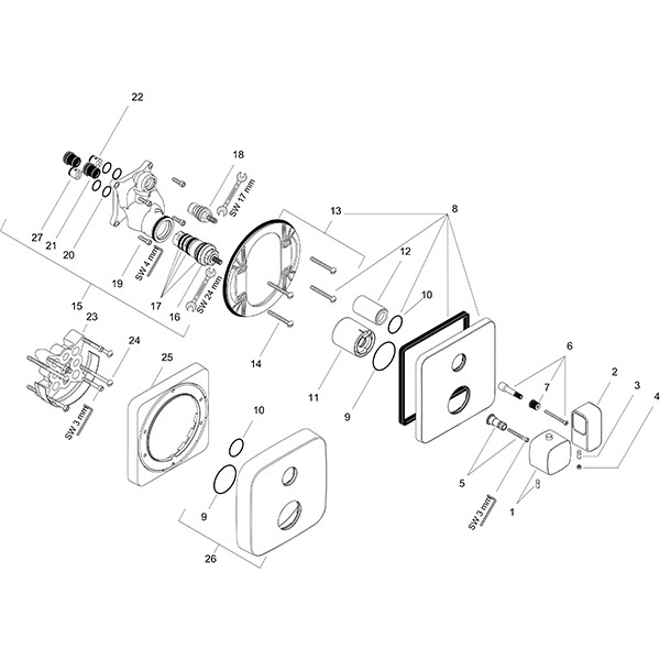 Hansgrohe Thermostat UP Axor Urquiola F-Set chrom mit Absperrventil