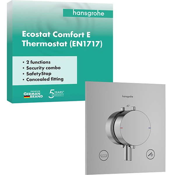 Hansgrohe Thermostat UP Ecostat Comfort E  Fertigset 2 Verb.m.Sicherungskombi.chr