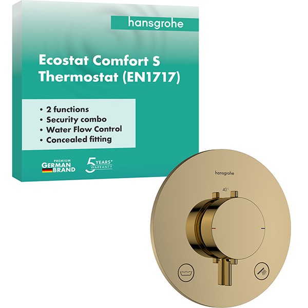 Hansgrohe Thermostat UP Ecostat Comfort S  Fertigset 2 Verb.m.Sicherungskombi.PGO