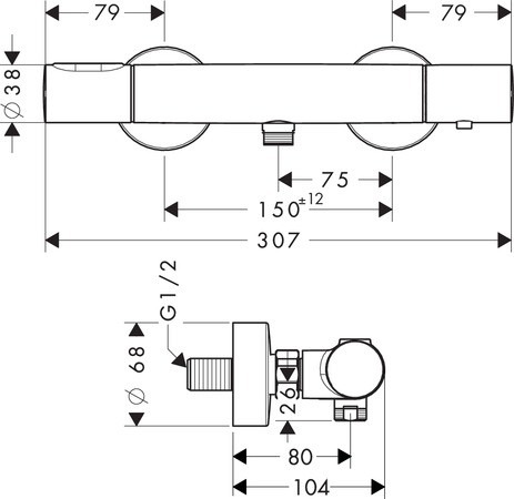 Hansgrohe Thermostatmischer Aufputz Axor Citterio M BN für Brause
