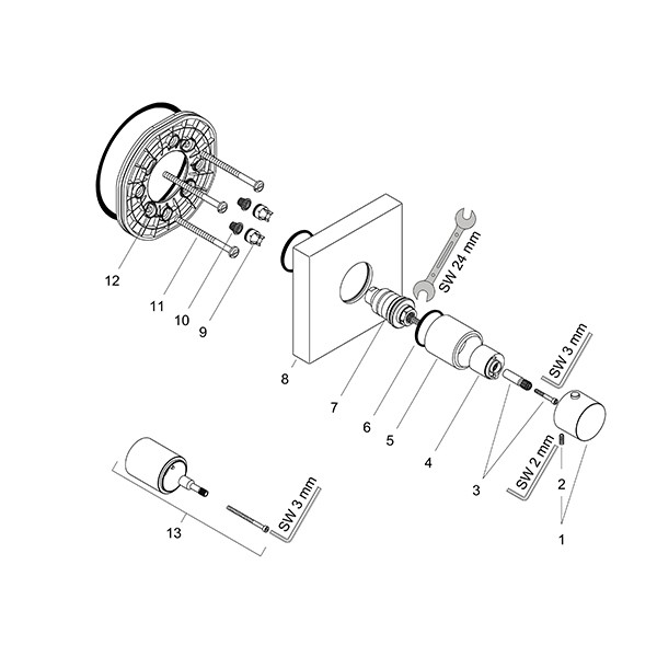 Hansgrohe Thermostatmischer Unterputz Axor Starck Fertigset eckig chrom