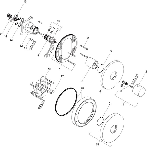 Hansgrohe Thermostatmischer Unterputz AXOR Uno Fertigset chrom