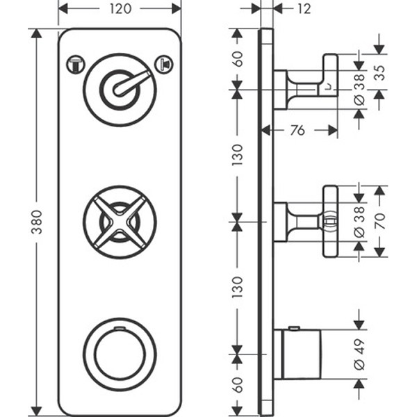 HG Thermostatmodul Unterputz Axor Citterio E Fertigset 2 Verbraucher chrom