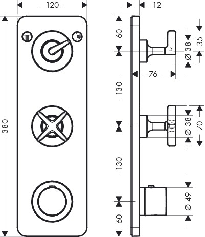 HG Thermostatmodul Unterputz Axor Citterio E Fertigset 2 Verbraucher chrom