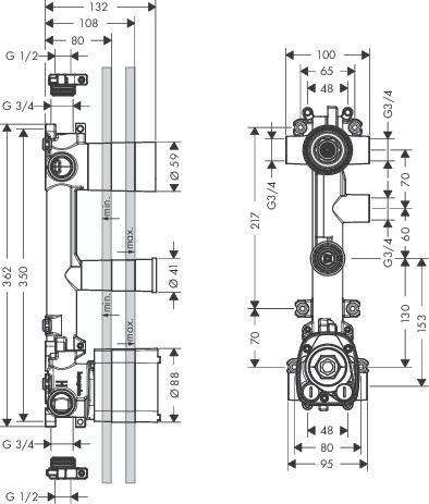 Hansgrohe Thermostatmodul Unterputz Axor Citterio E Grundset 3 Verbraucher