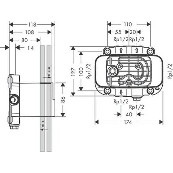 Hansgrohe Thermostatmodul Unterputz Axor ONE Grundset
