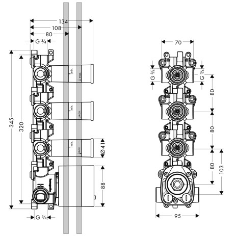 Hansgrohe Thermostatmodul Unterputz AXOR Starck Grundset