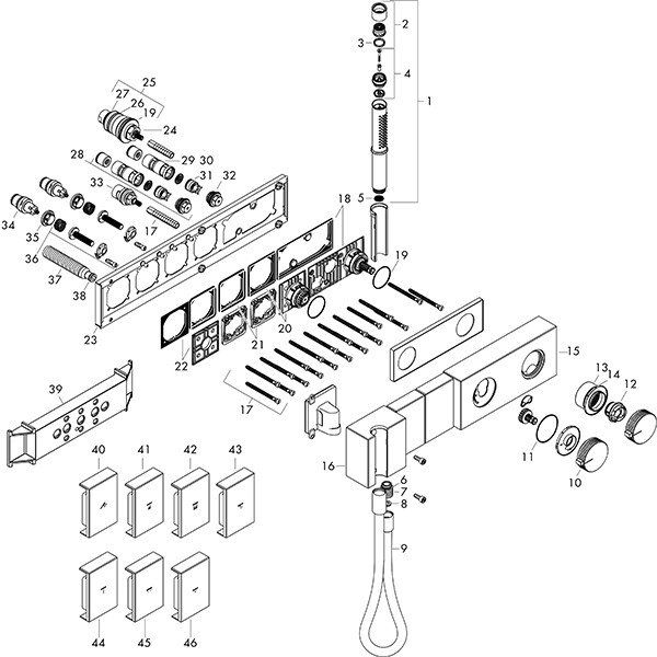 Hansgrohe Thermostatmodul Unterputz Select Axor Edge F-Set 2 Verbr.Diamantschliff chrom