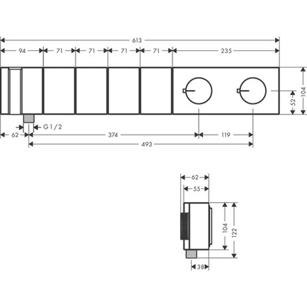 Hansgrohe Thermostatmodul Unterputz Select Axor Edge F-Set 4 Verbr.Diamantschliff chrom