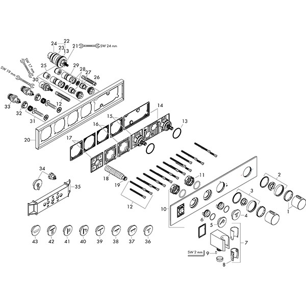 Hansgrohe Thermostatmodul Unterputz Select Axor Fertigset 2 Verbraucher chrom