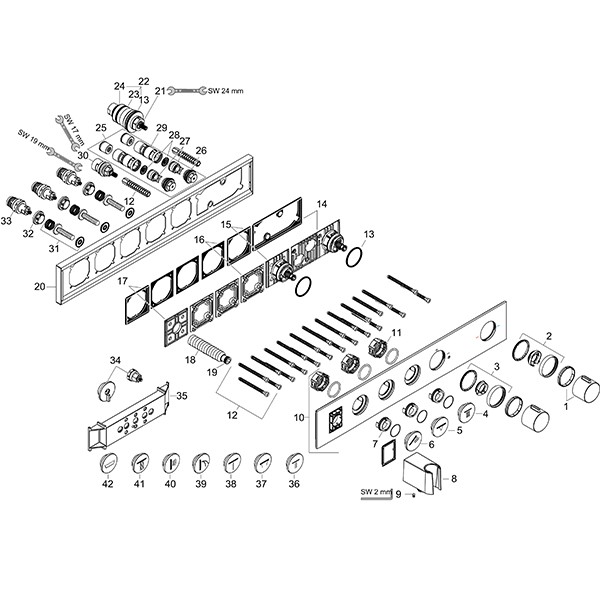 Hansgrohe Thermostatmodul Unterputz Select Axor Fertigset 3 Verbraucher chrom