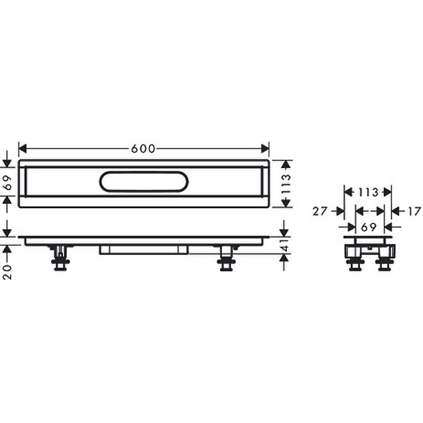 Hansgrohe uBox universal Installationsset 600 mm für befliesbare Duschrinnen