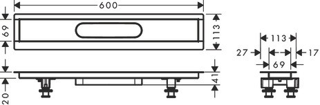 Hansgrohe uBox universal Installationsset 600 mm für befliesbare Duschrinnen
